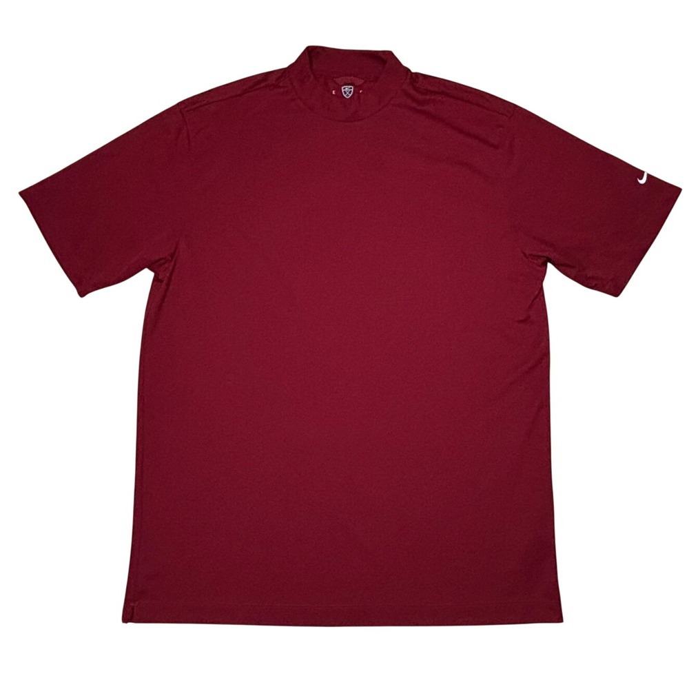 Nike Mens Golf Mock Neck Shirt Size XL Maroon Fit Dry Short Sleeve 213749-678